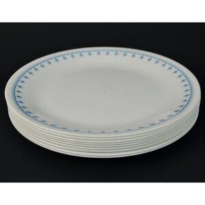 Corelle Snowflake Blue Garland Dinner Plates Lot of 9 Vintage